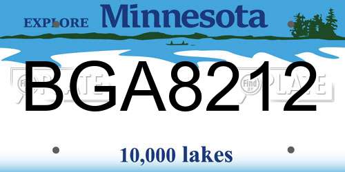 BGA8212 Minnesota License Plate