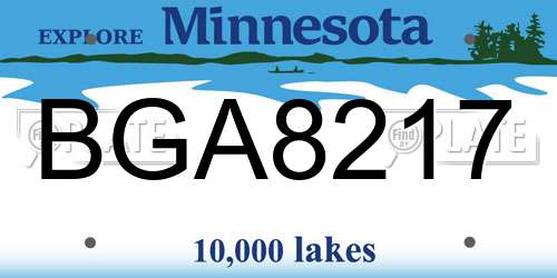 BGA8217 Minnesota License Plate