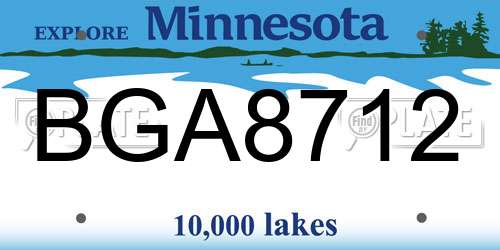 BGA8712 Minnesota License Plate