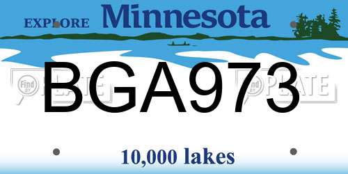 BGA973 Minnesota License Plate