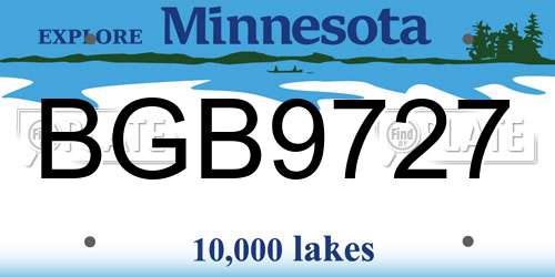 BGB9727 Minnesota License Plate