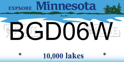BGD06W Minnesota License Plate