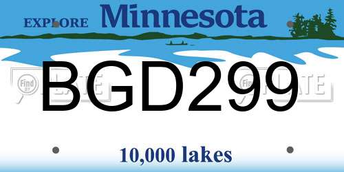 BGD299 Minnesota License Plate