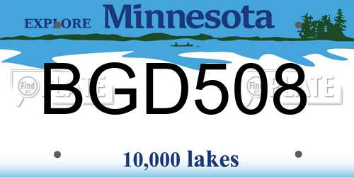 BGD508 Minnesota License Plate