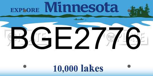 BGE2776 Minnesota License Plate