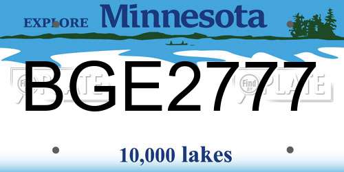 BGE2777 Minnesota License Plate