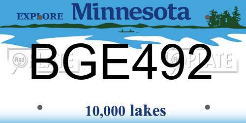 BGE492 Minnesota License Plate