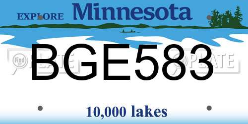 BGE583 Minnesota License Plate