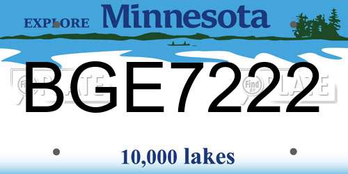 BGE7222 Minnesota License Plate