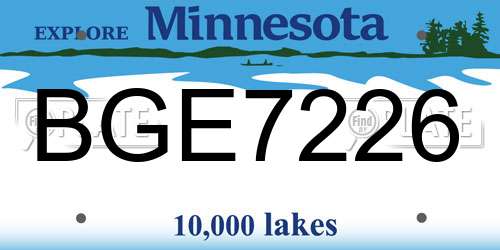 BGE7226 Minnesota License Plate