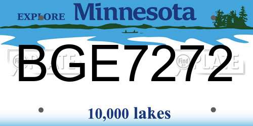 BGE7272 Minnesota License Plate