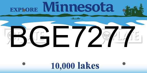 BGE7277 Minnesota License Plate