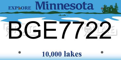 BGE7722 Minnesota License Plate