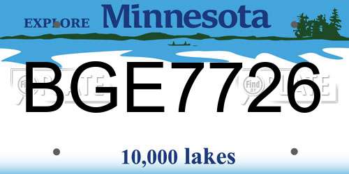 BGE7726 Minnesota License Plate