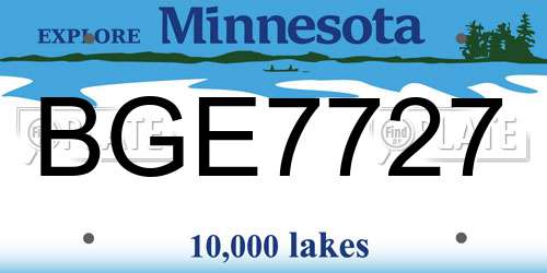 BGE7727 Minnesota License Plate