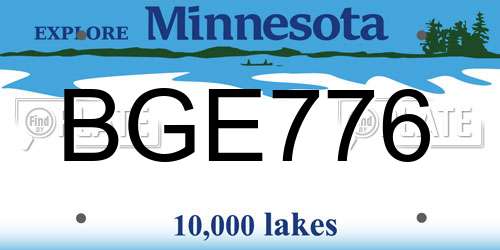 BGE776 Minnesota License Plate