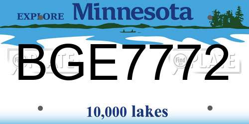 BGE7772 Minnesota License Plate