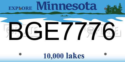 BGE7776 Minnesota License Plate