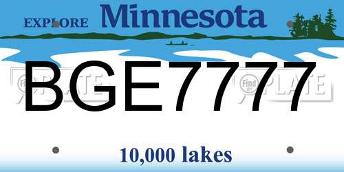 BGE7777 Minnesota License Plate