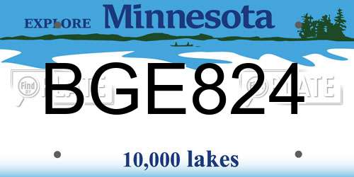 BGE824 Minnesota License Plate