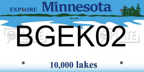 BGEK02 Minnesota License Plate