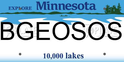 BGEOSOS Minnesota License Plate