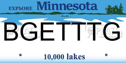 BGETTTG Minnesota License Plate
