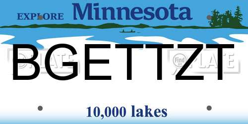 BGETTZT Minnesota License Plate