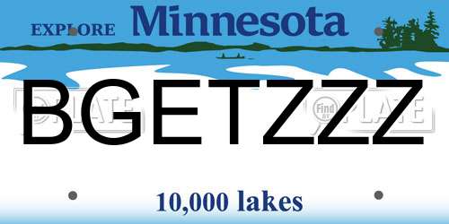 BGETZZZ Minnesota License Plate