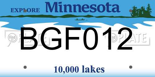 BGF012 Minnesota License Plate