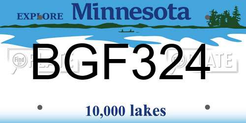 BGF324 Minnesota License Plate