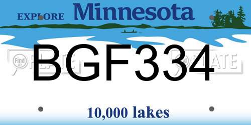 BGF334 Minnesota License Plate