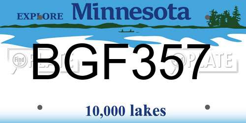 BGF357 Minnesota License Plate