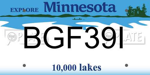 BGF39I Minnesota License Plate