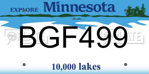 BGF499 Minnesota License Plate