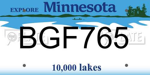 BGF765 Minnesota License Plate