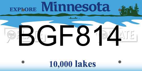 BGF814 Minnesota License Plate