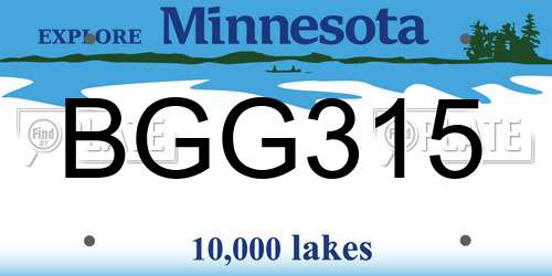 BGG315 Minnesota License Plate