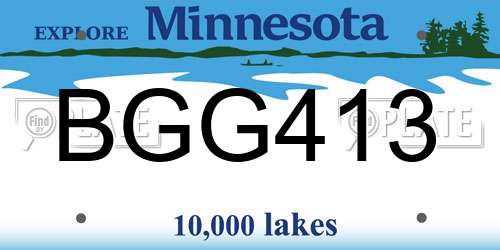 BGG413 Minnesota License Plate