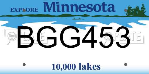 BGG453 Minnesota License Plate