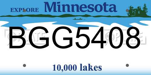 BGG5408 Minnesota License Plate