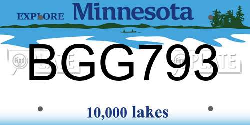 BGG793 Minnesota License Plate