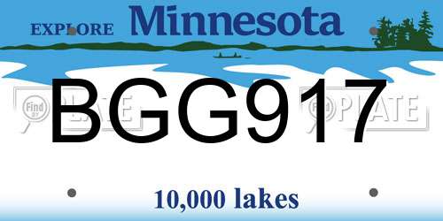 BGG917 Minnesota License Plate