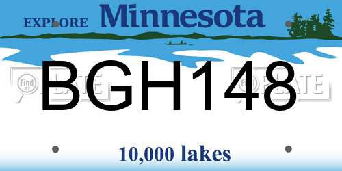 BGH148 Minnesota License Plate