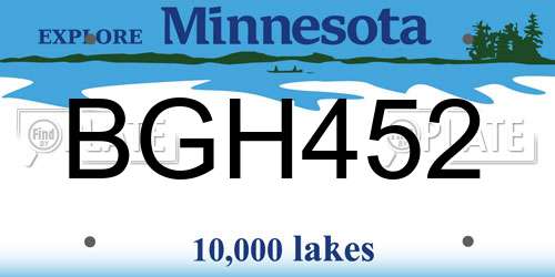 BGH452 Minnesota License Plate