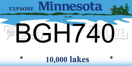 BGH740 Minnesota License Plate