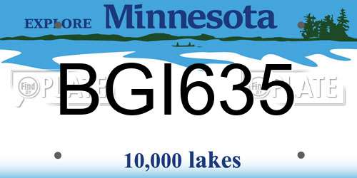BGI635 Minnesota License Plate