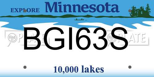 BGI63S Minnesota License Plate