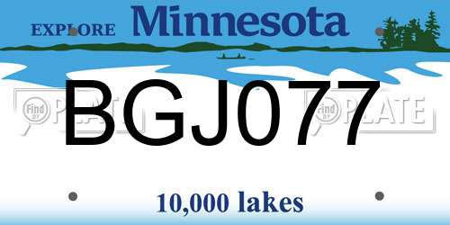 BGJ077 Minnesota License Plate
