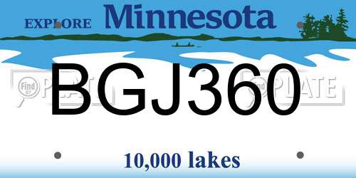 BGJ360 Minnesota License Plate